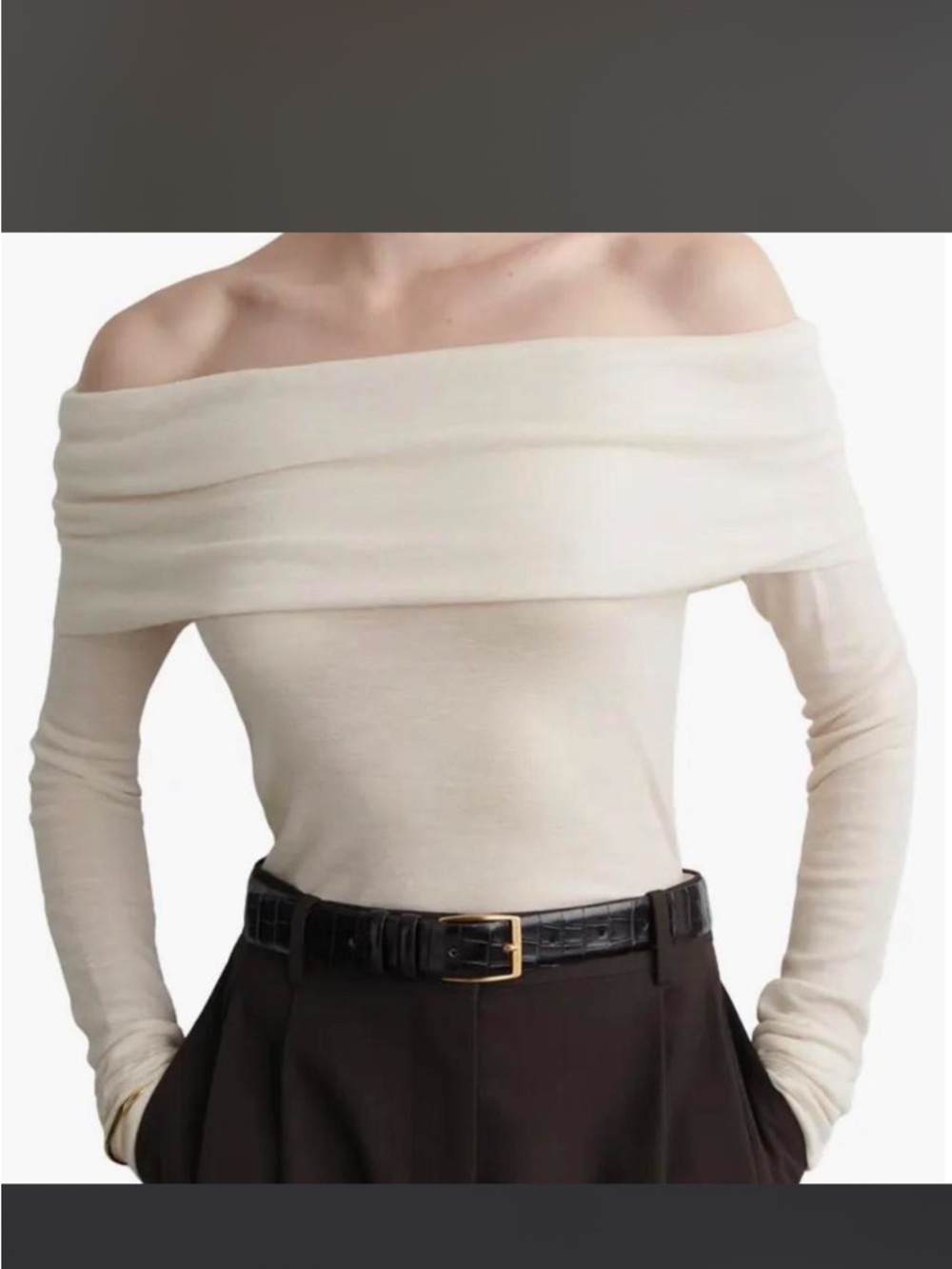 COS Off-Shoulder Cream Wool/Alpaca Blend Sweater Small MSRP: $115